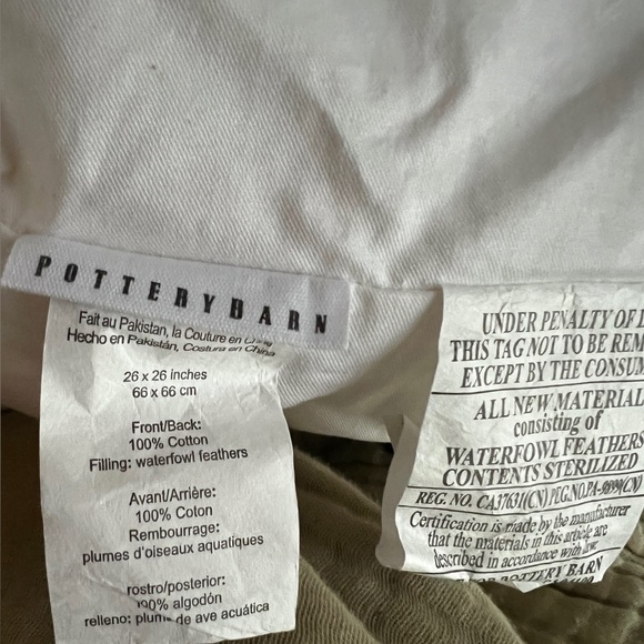 NEW! Pottery Barn Pick-Stitch Handcrafted Linen Cotton Euro Sham w/down insert - Picture 5 of 6